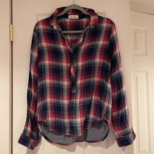 Bella Dahl Red and Navy Button Down Top